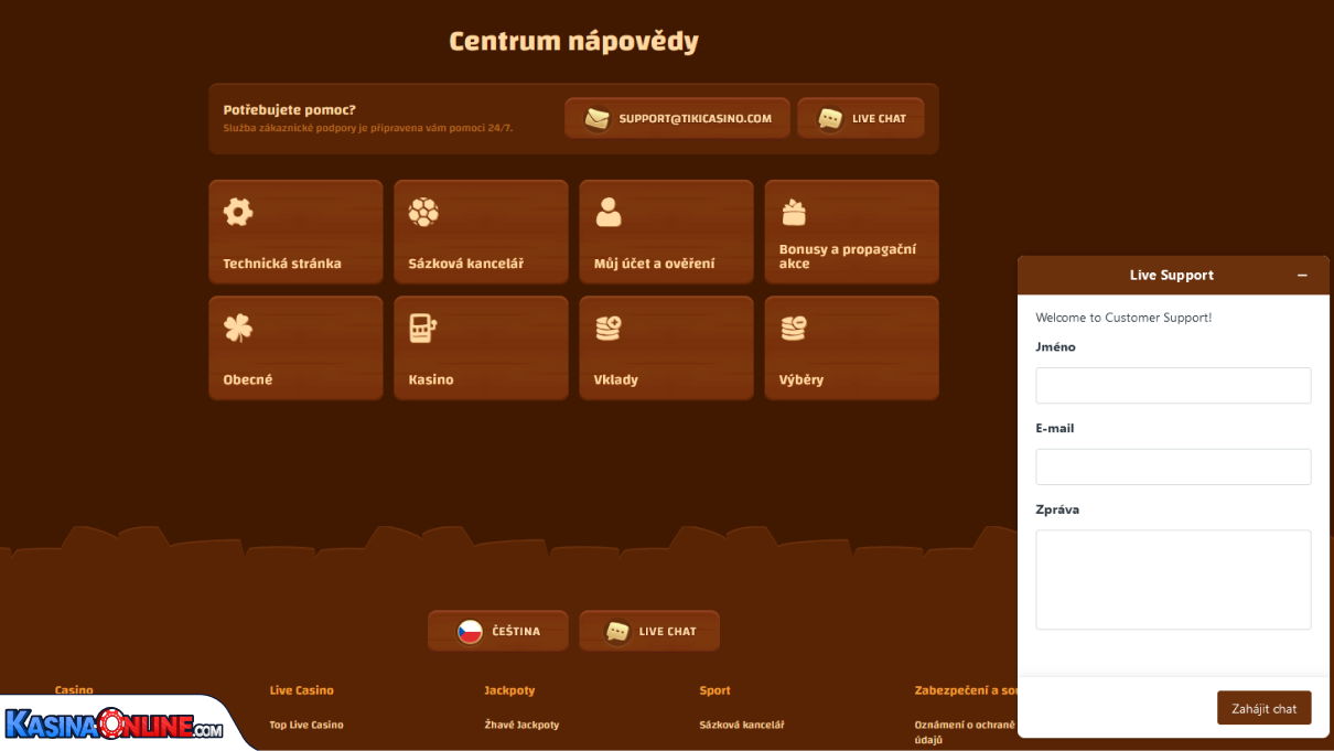 Tiki Kasino Zákaznická podpora