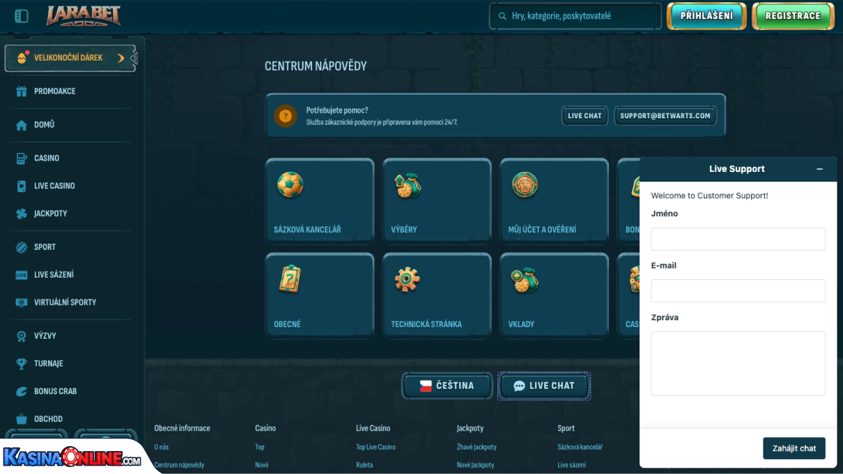 LaraBet Kasino Zákaznická podpora
