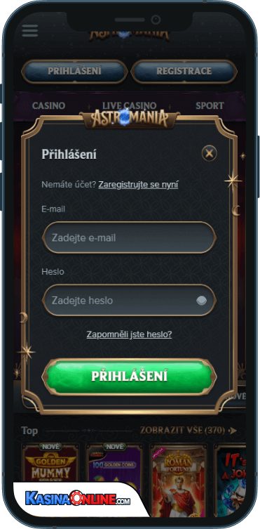 AstroMania Кasino Přihlášení
