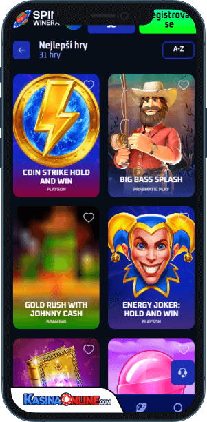 Spinwinera Кasino Mobilní aplikace