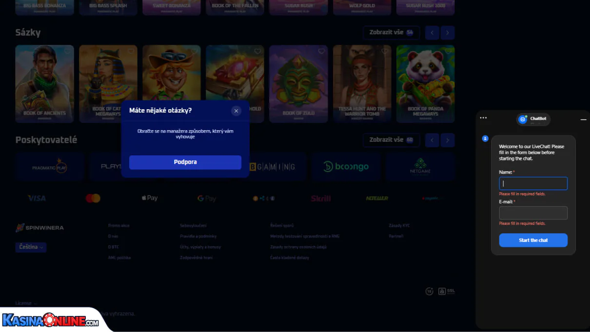 Spinwinera Кasino Zákaznická podpora