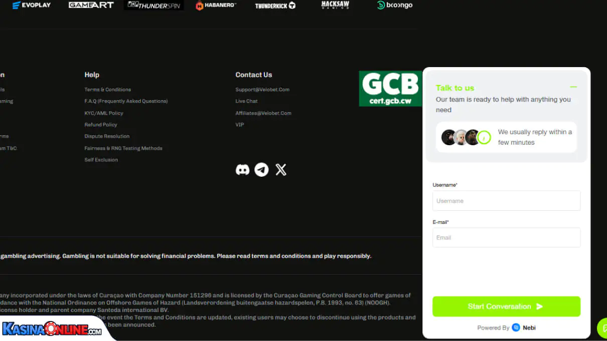 Velobet Кasino Zákaznická podpora