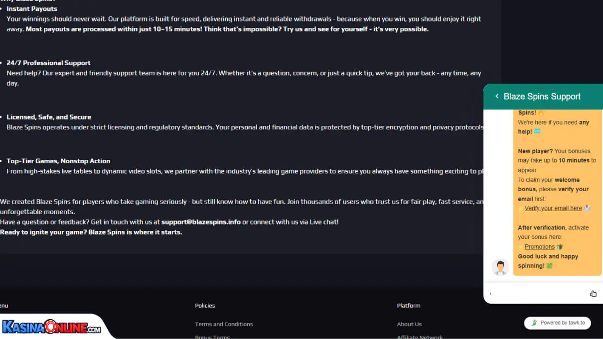 Blaze Spins Кasino Zákaznická podpora