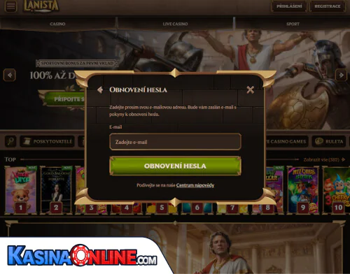 Lanista Кasino Problémy s přihlášením