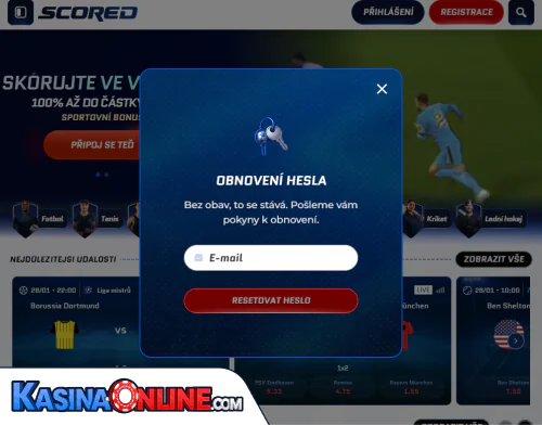 Scored Кasino Problémy s přihlášením