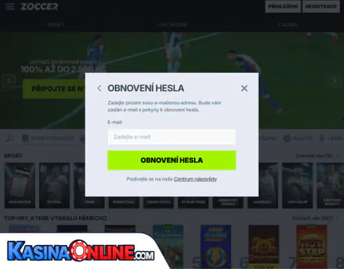Zoccer Кasino Problémy s přihlášením