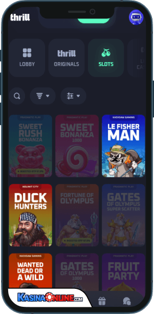 Thrill Кasino Mobilní aplikace