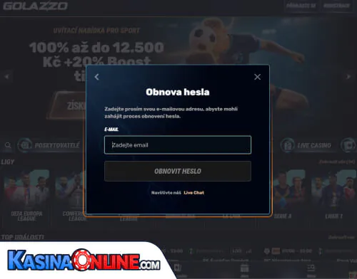 Golazzo Кasino Problémy s přihlášením