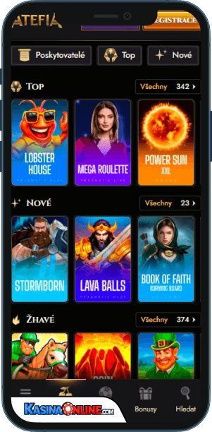 Atefia Кasino Mobilní aplikace