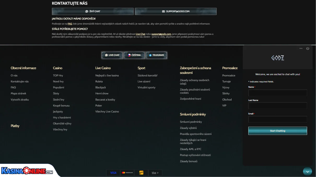Godz Кasino Zákaznická podpora