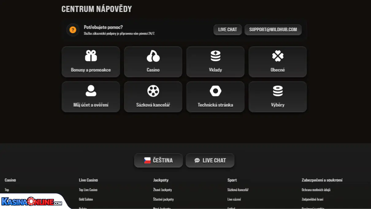WildHub Кasino Zákaznická podpora
