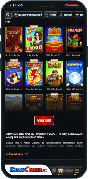 TowerCasino Mobilní aplikace
